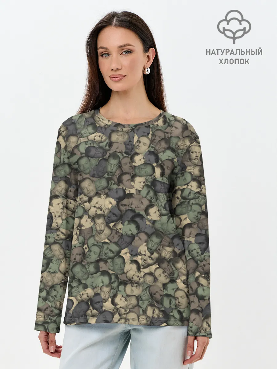 Лонгслив женский. Хлопок / Камуфляж Зеленый Слоник