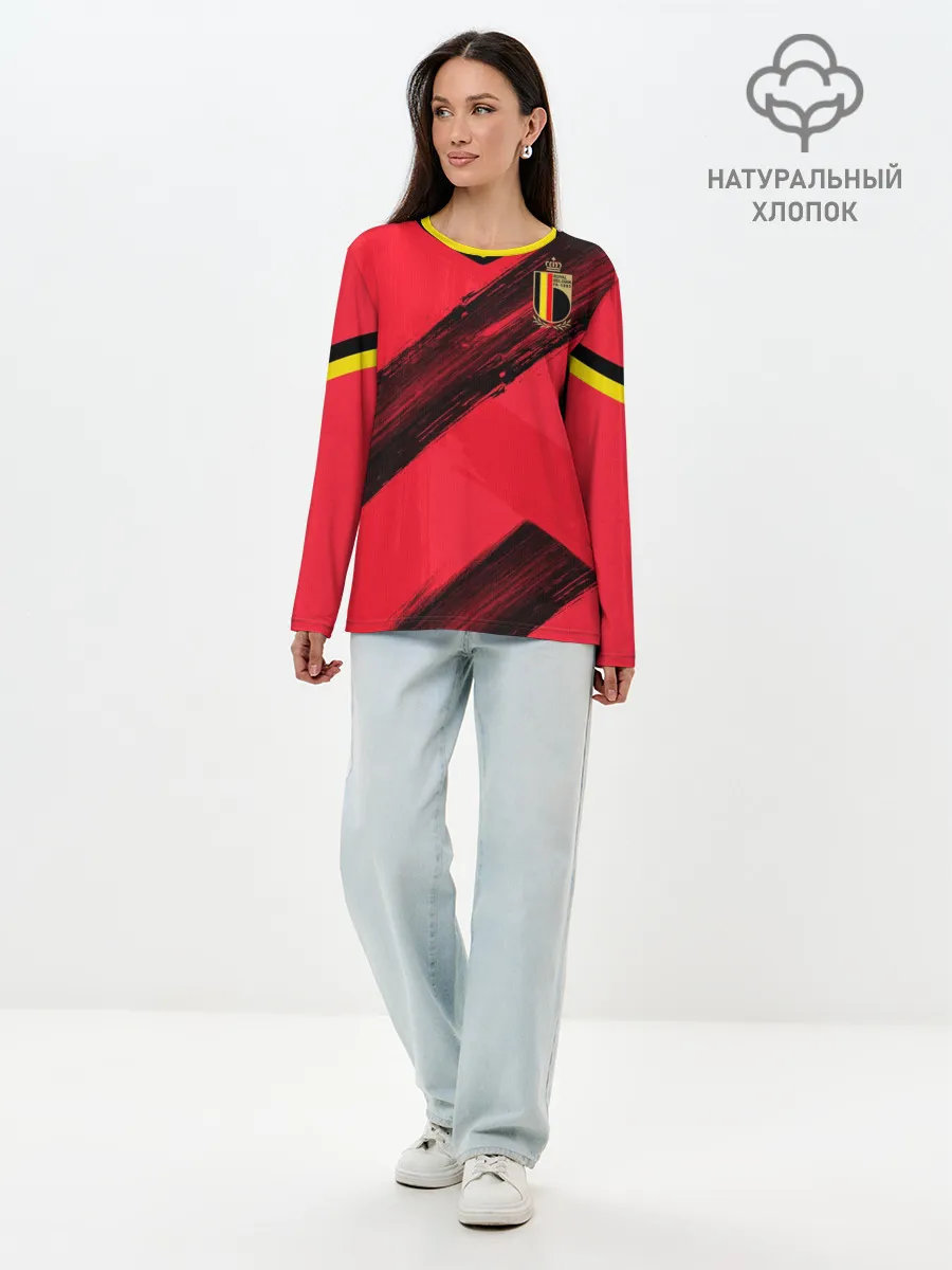 Лонгслив женский. Хлопок / Belgium home EURO 2020