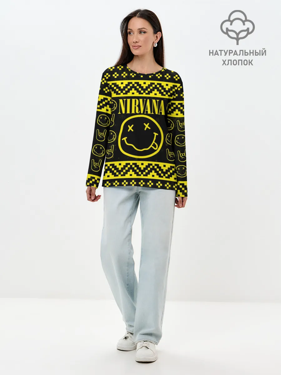 Лонгслив женский. Хлопок / НОВОГОДНЯЯ NIRVANA