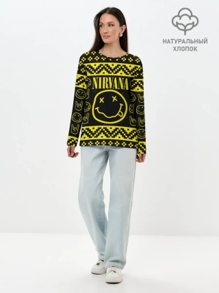 Лонгслив женский. Хлопок / НОВОГОДНЯЯ NIRVANA