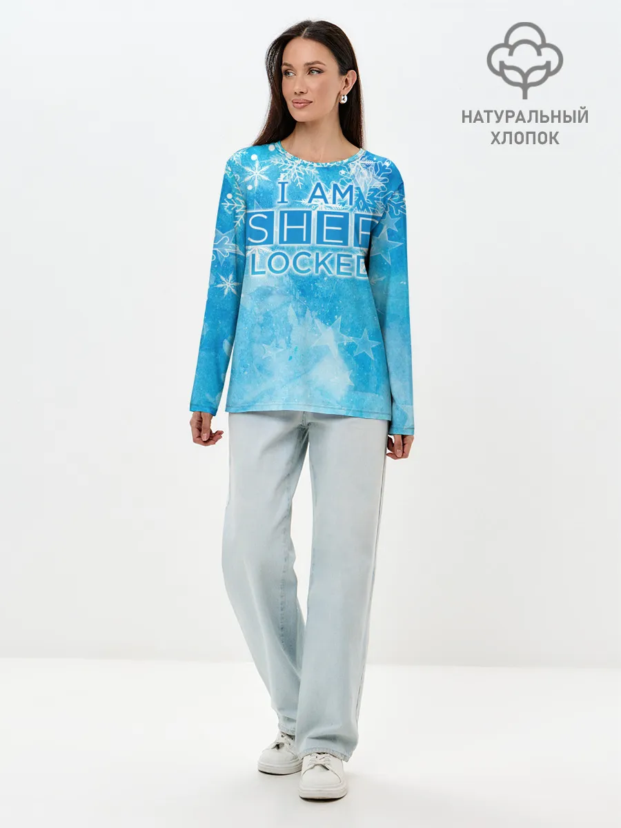 Лонгслив женский. Хлопок / Новогодний Sherlock