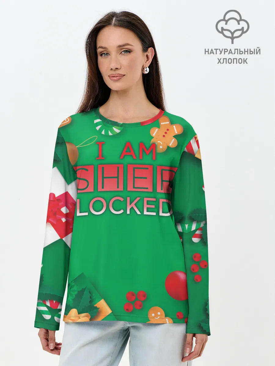Лонгслив женский. Хлопок / Новогодний Sherlock