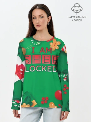 Лонгслив женский. Хлопок / Новогодний Sherlock