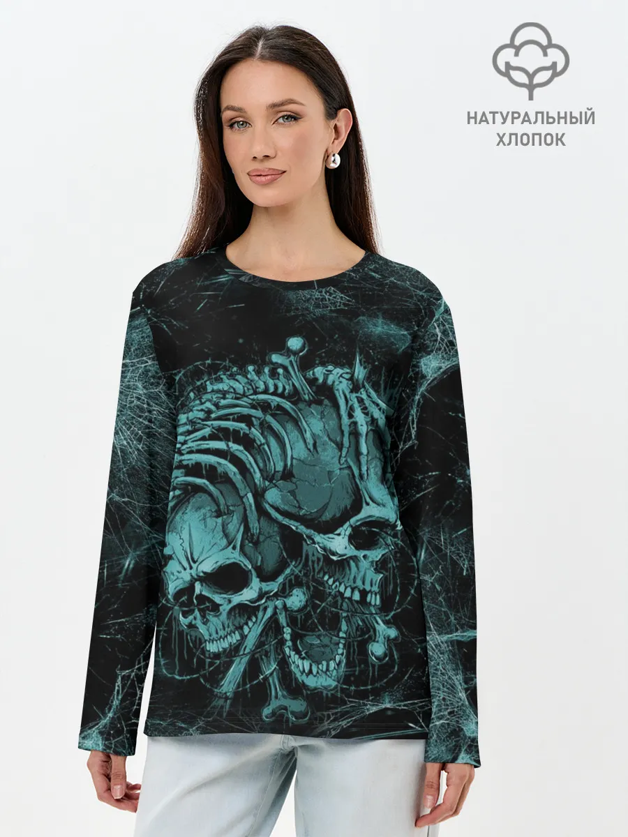 Лонгслив женский. Хлопок / two skulls