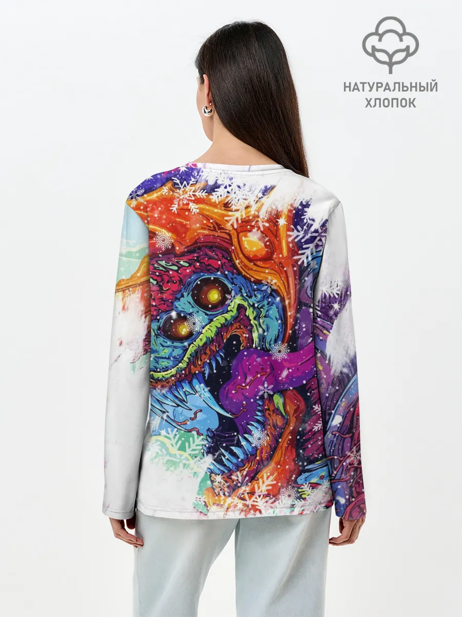 Лонгслив женский. Хлопок / Новогодний CS GO