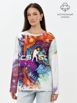 Лонгслив женский. Хлопок / Новогодний CS GO