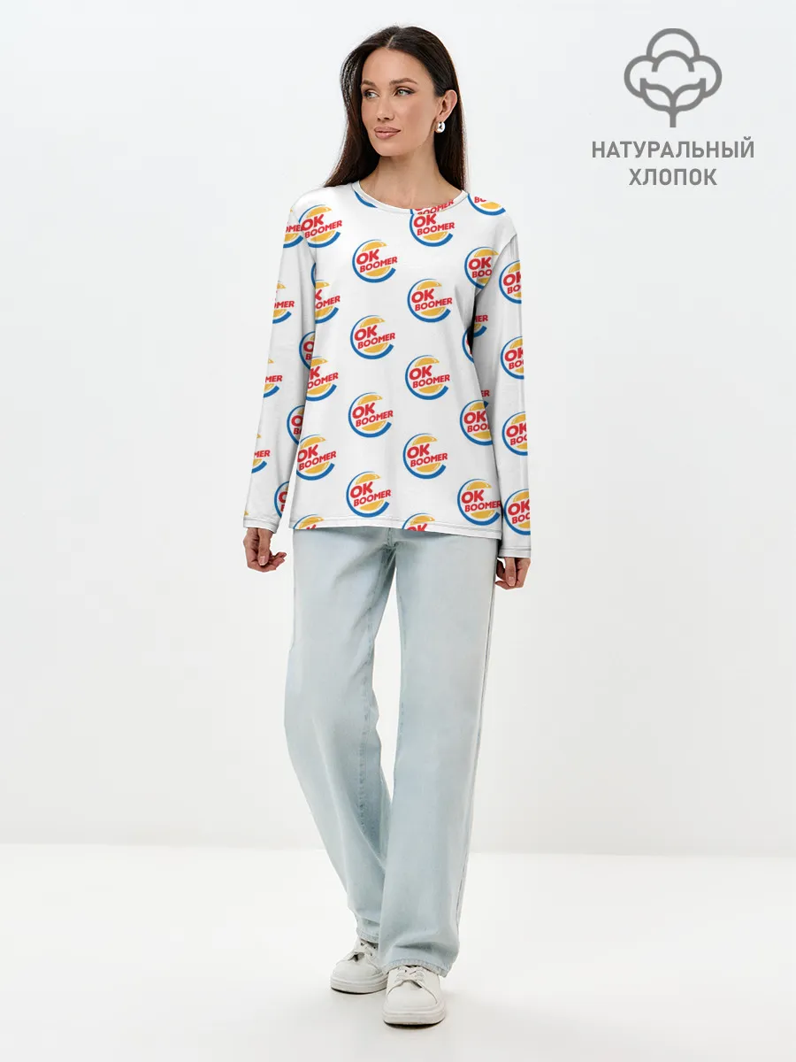Лонгслив женский. Хлопок / OK BOOMER