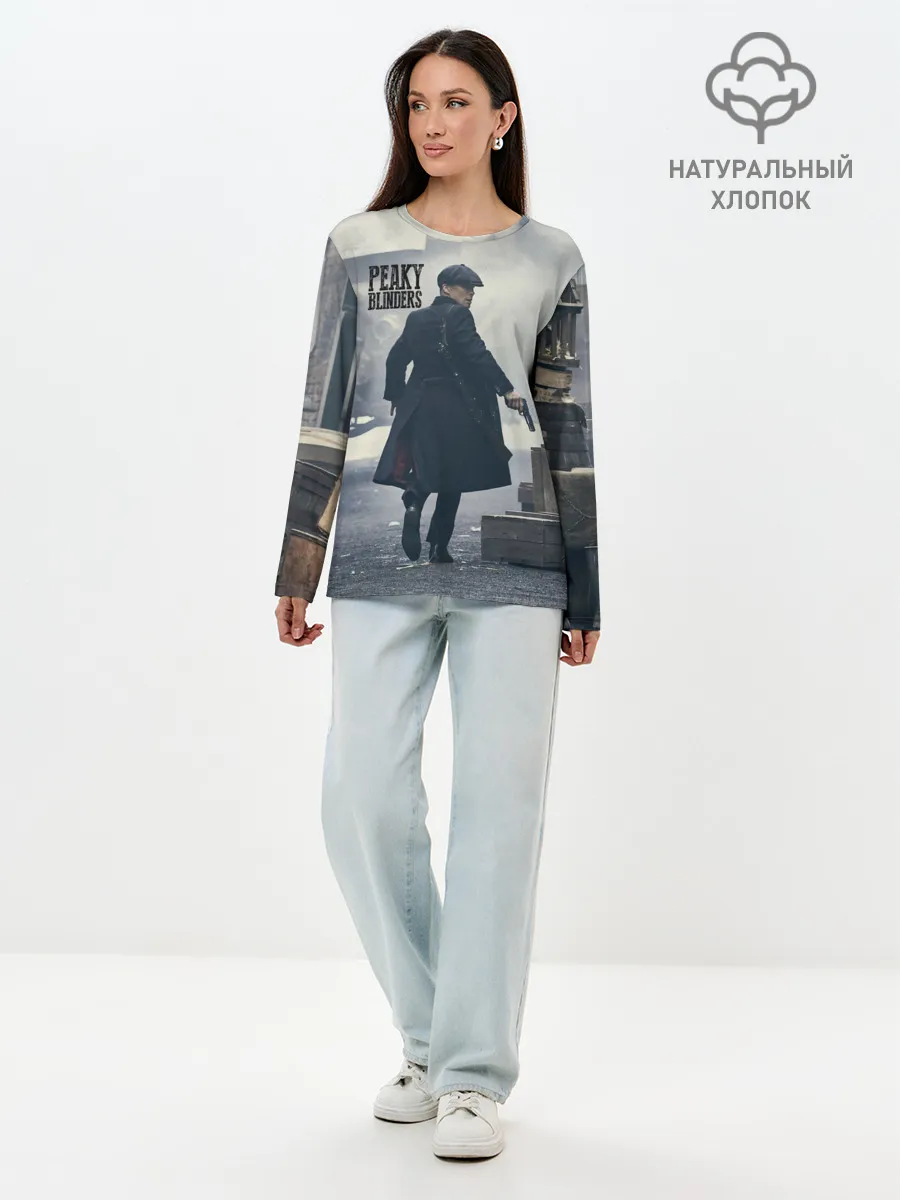 Лонгслив женский. Хлопок / Острые козырьки