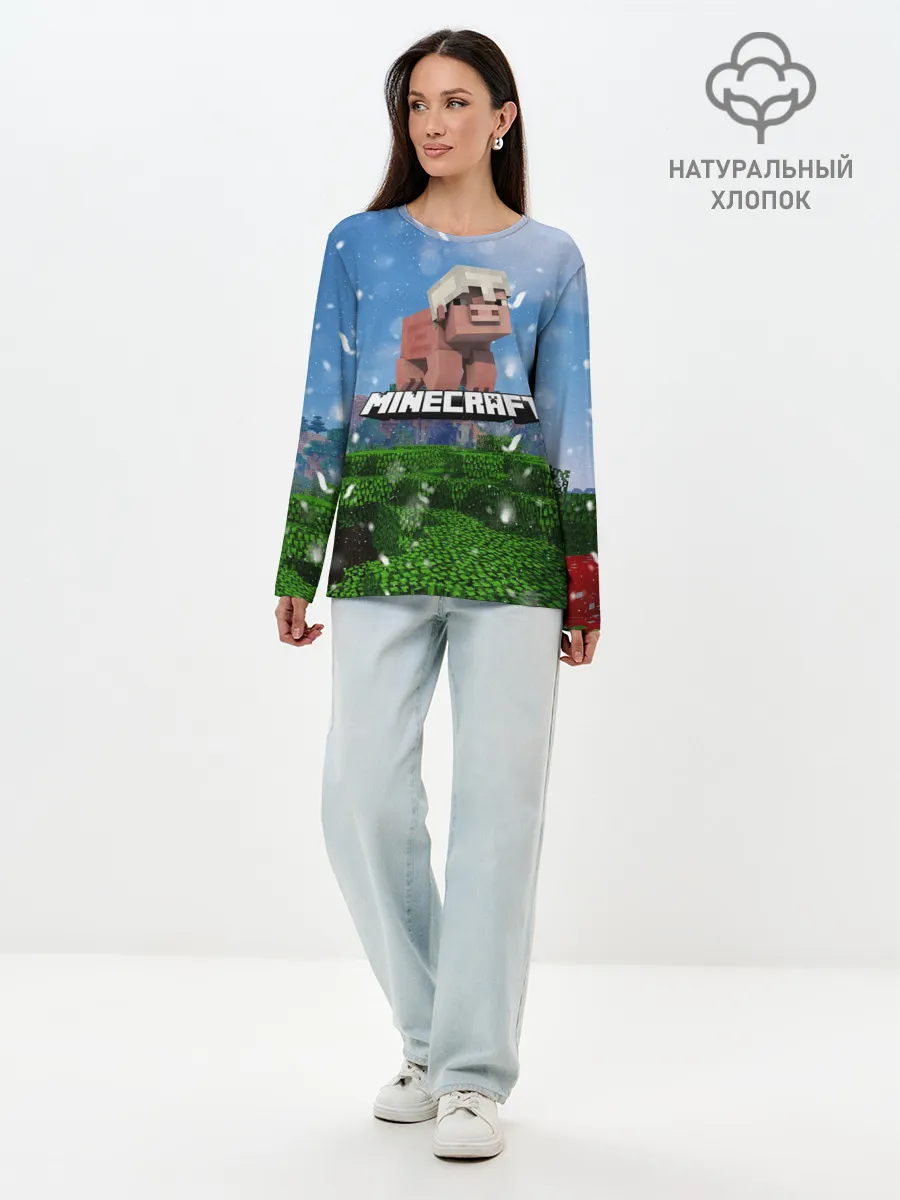 Лонгслив женский. Хлопок / Minecraft / Майнкрафт