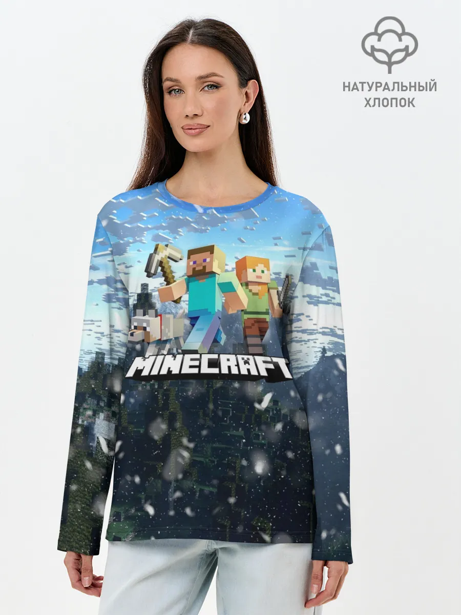 Лонгслив женский. Хлопок / Minecraft / Майнкрафт