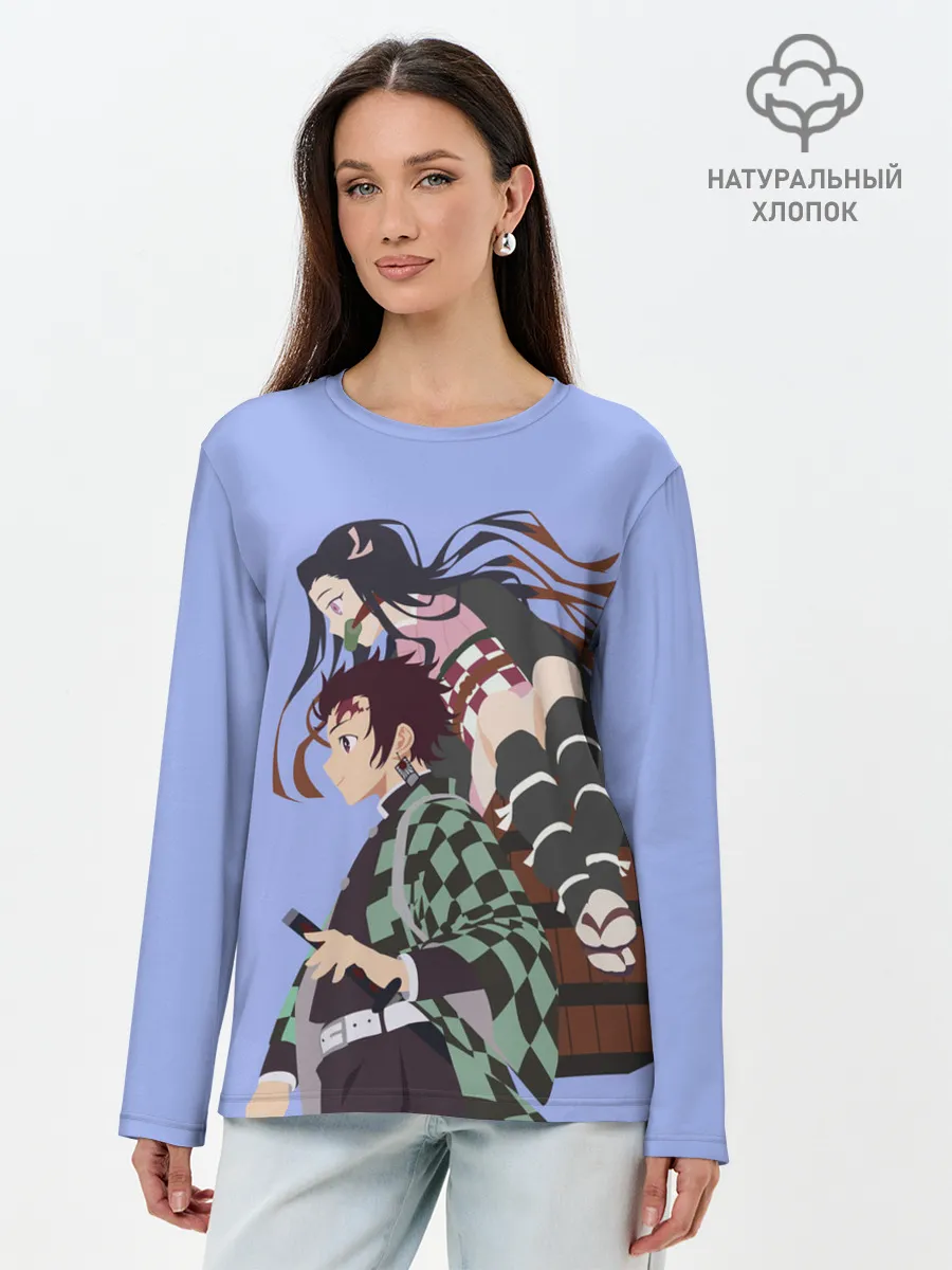 Лонгслив женский. Хлопок / Tanjirou & Nezuko