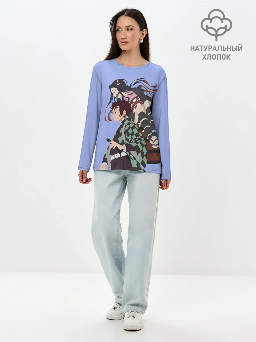 Лонгслив женский. Хлопок / Tanjirou & Nezuko
