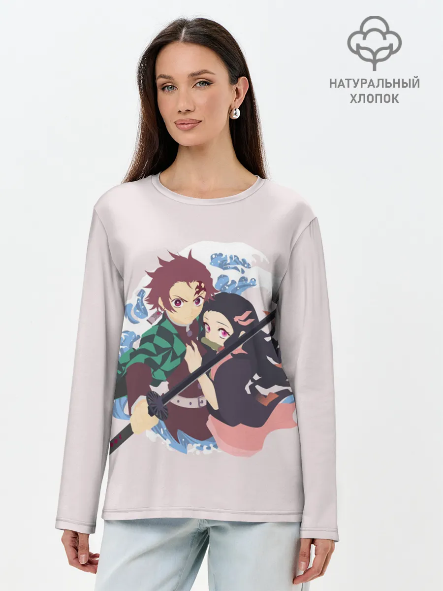 Лонгслив женский. Хлопок / Tanjirou & Nezuko