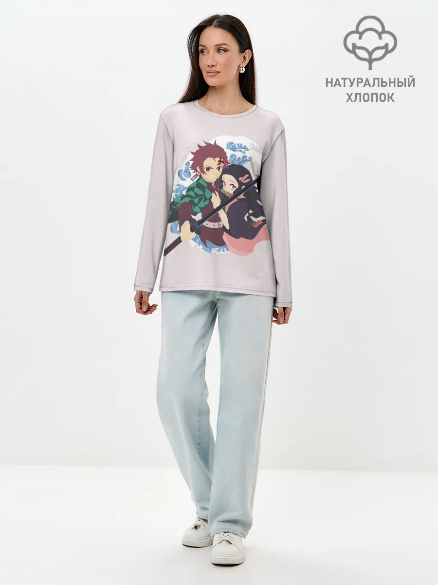 Лонгслив женский. Хлопок / Tanjirou & Nezuko
