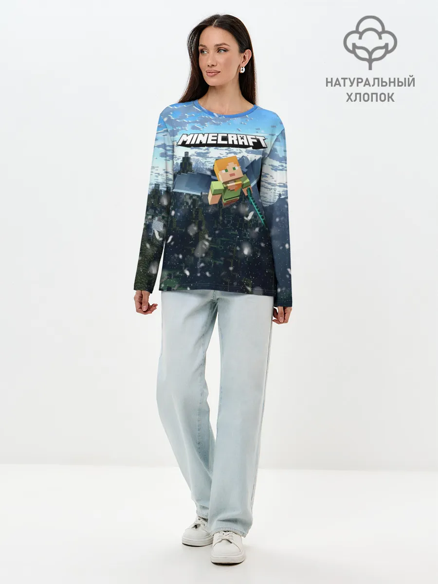 Лонгслив женский. Хлопок / Minecraft / Майнкрафт