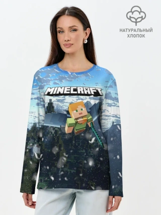 Лонгслив женский. Хлопок / Minecraft / Майнкрафт