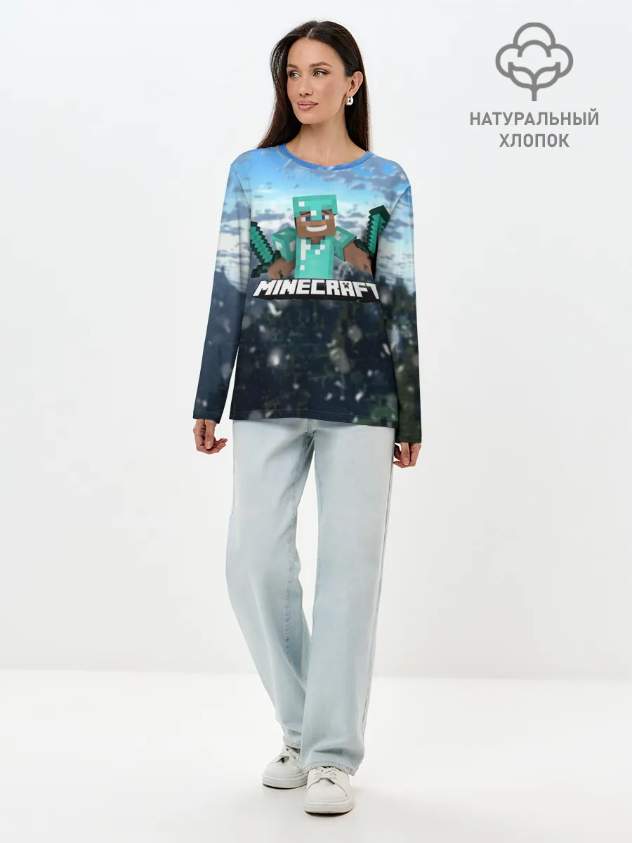 Лонгслив женский. Хлопок / Minecraft / Майнкрафт