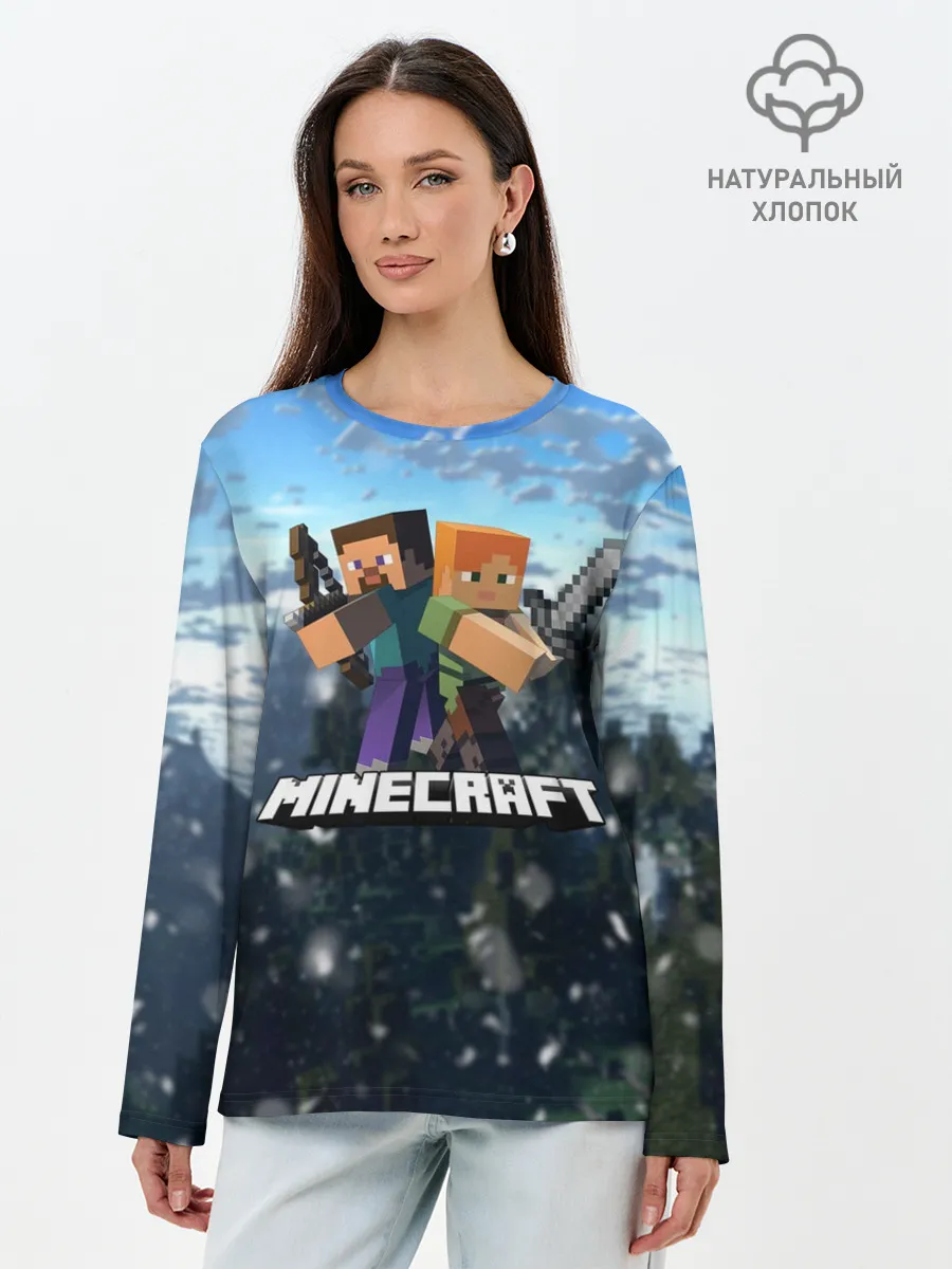 Лонгслив женский. Хлопок / Minecraft / Майнкрафт