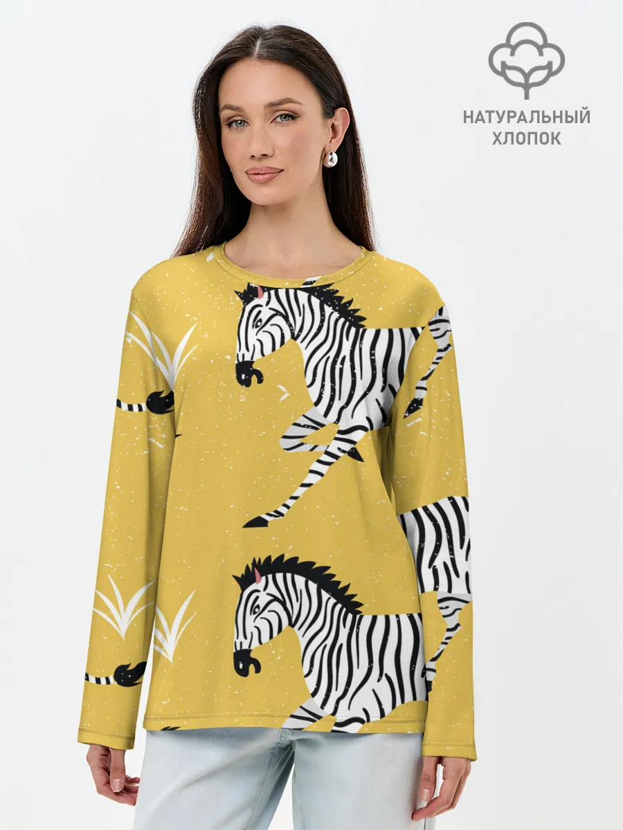 Лонгслив женский. Хлопок / Зебра АРТ