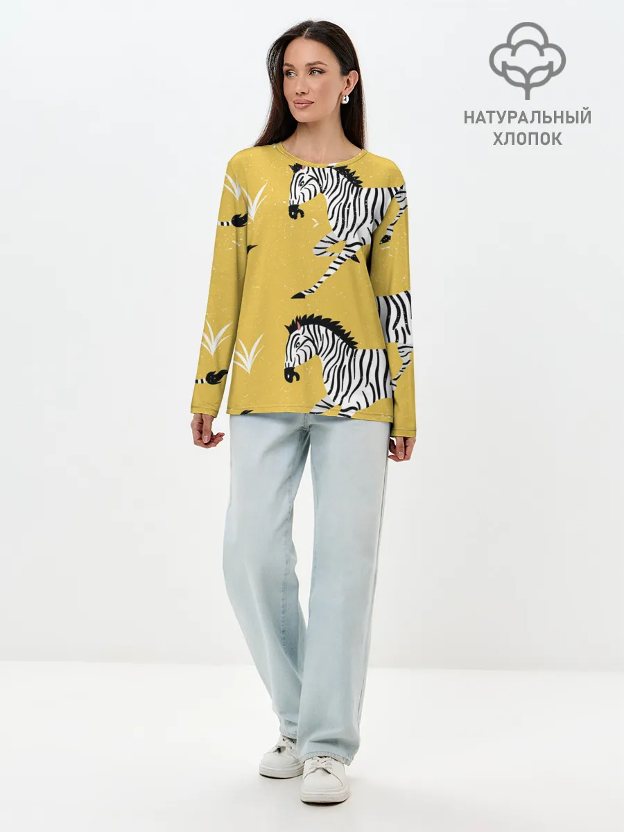 Лонгслив женский. Хлопок / Зебра АРТ