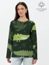 Лонгслив женский. Хлопок / Милый крокодил