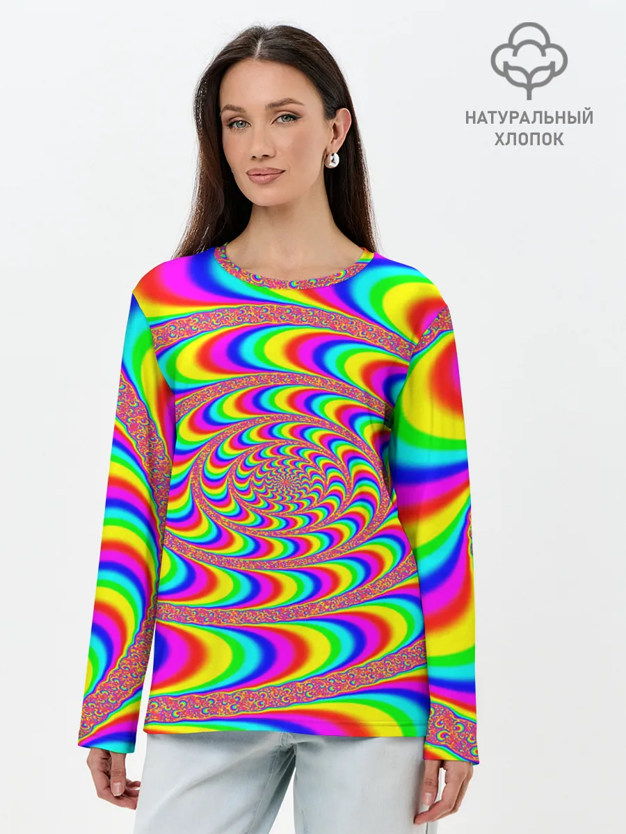 Лонгслив женский. Хлопок / Оптическая текстура
