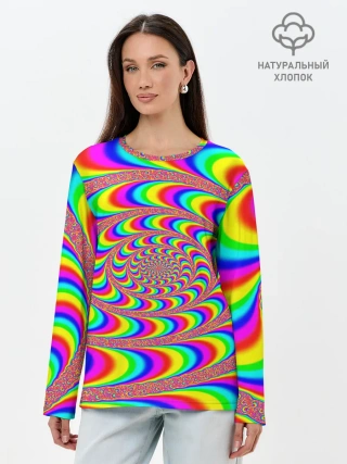 Лонгслив женский. Хлопок / Оптическая текстура