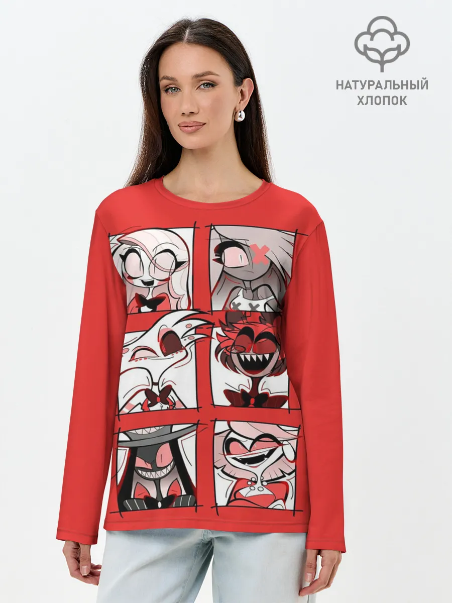 Лонгслив женский. Хлопок / Hazbin Hotel