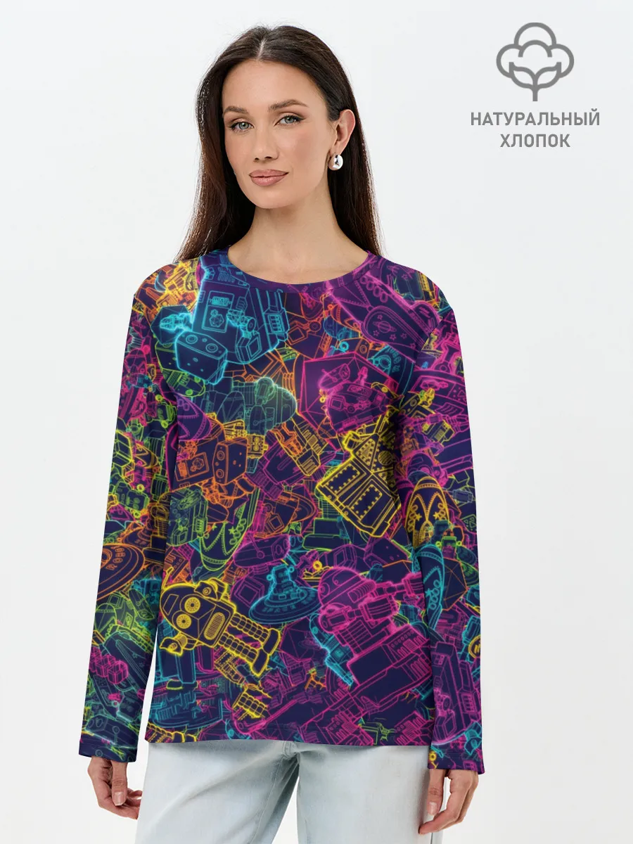 Лонгслив женский. Хлопок / Neon Robots