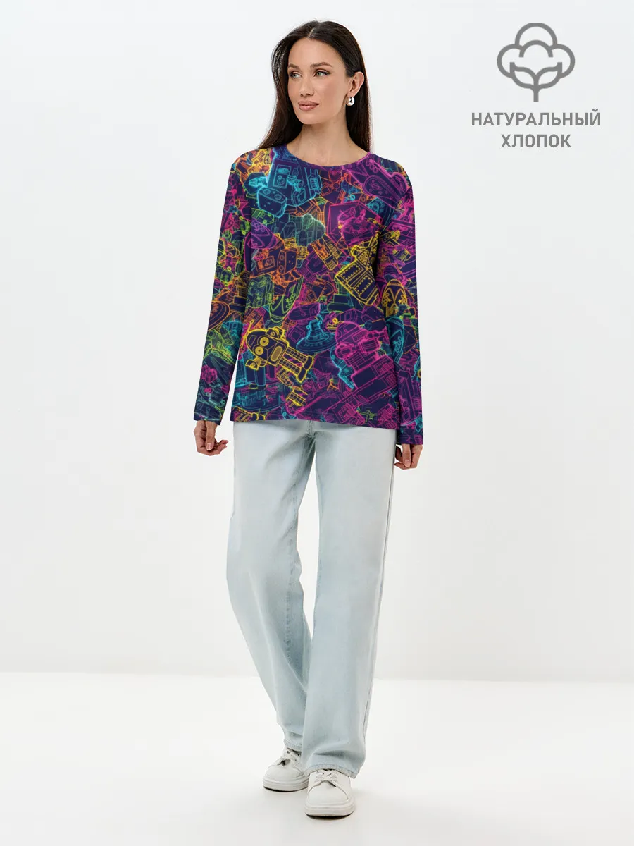Лонгслив женский. Хлопок / Neon Robots