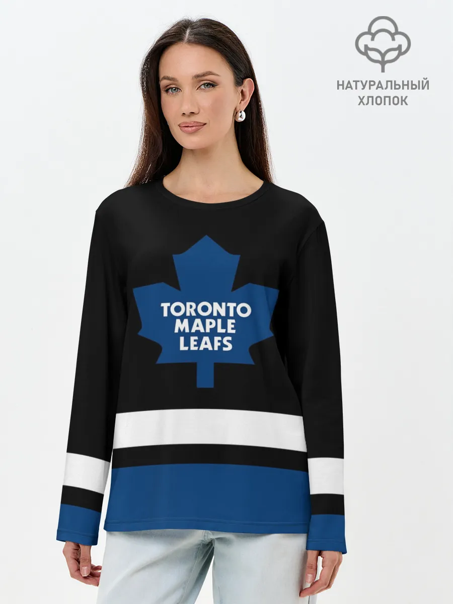 Лонгслив женский. Хлопок / Торонто Мейпл Лифс