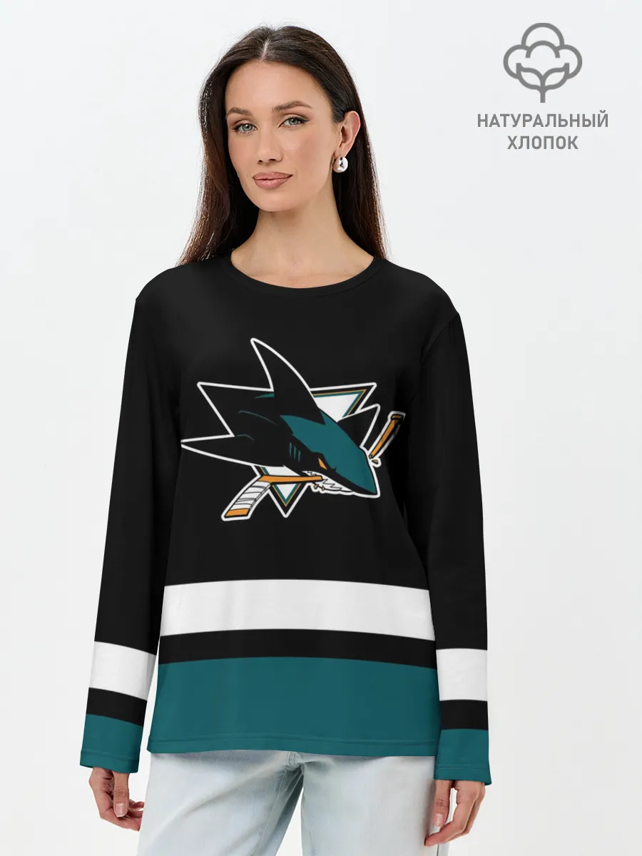 Лонгслив женский. Хлопок / Сан-Хосе Шаркс