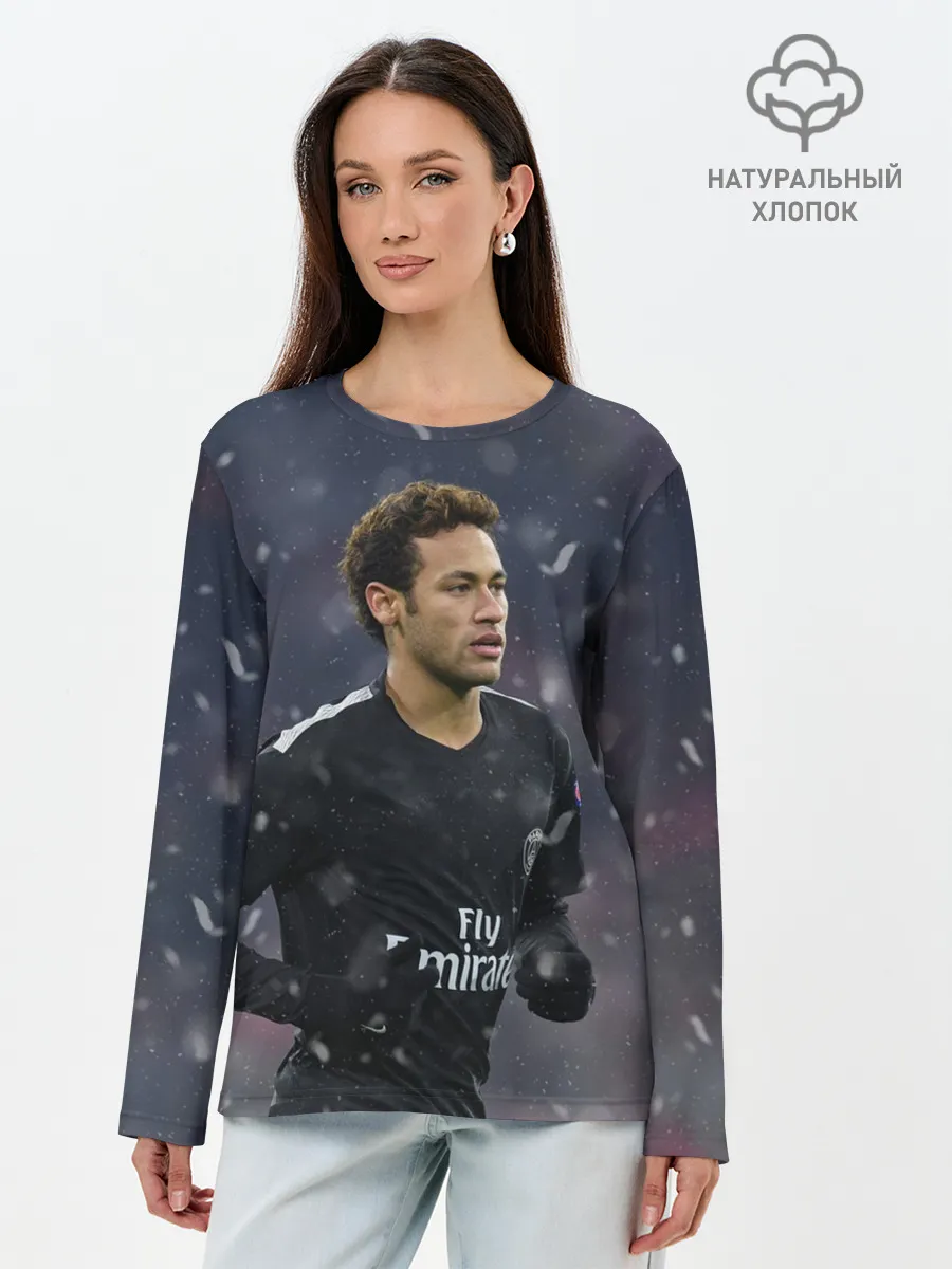 Лонгслив женский. Хлопок / Неймар ПСЖ
