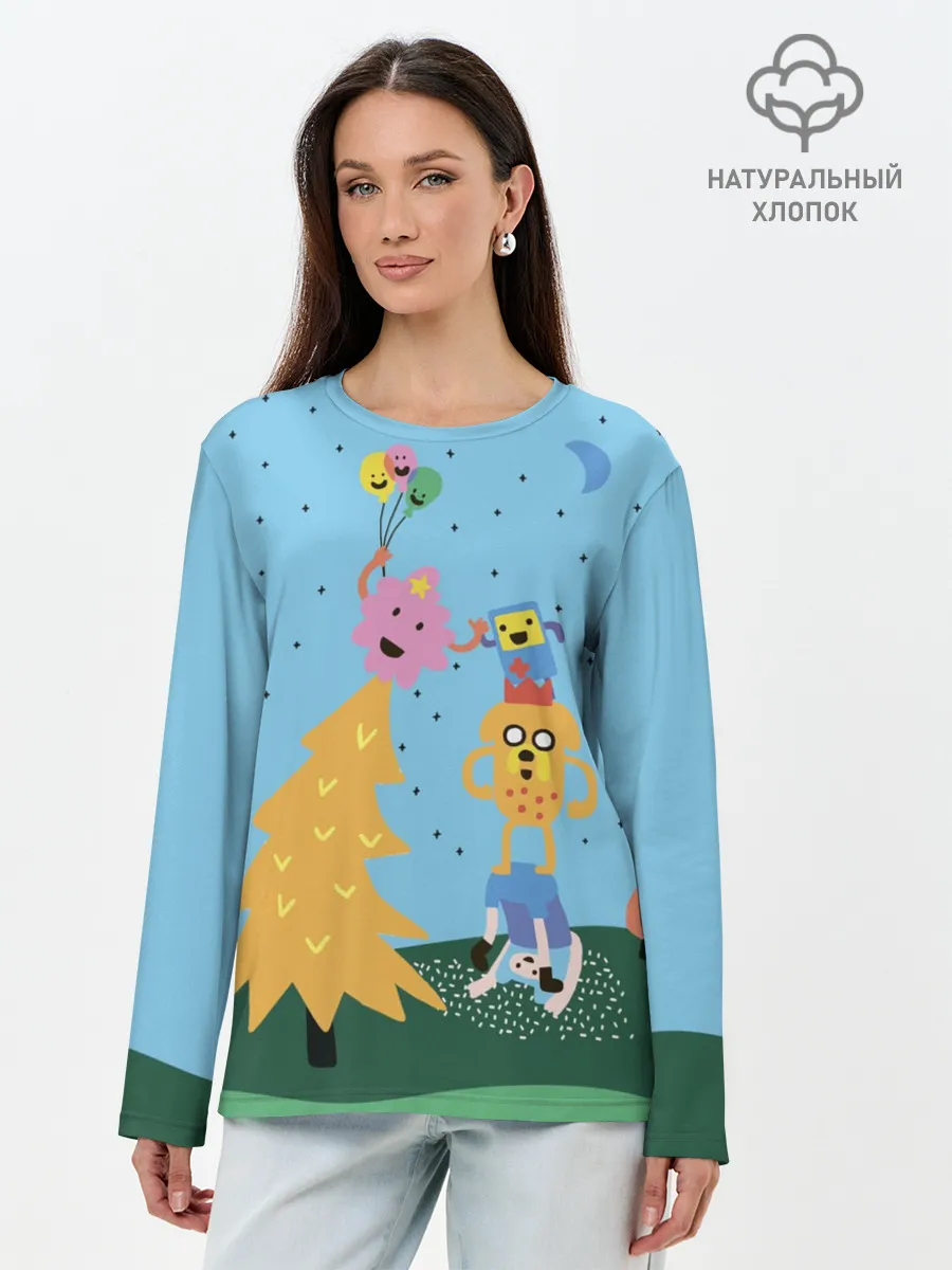 Лонгслив женский. Хлопок / Время приключений Ёлка