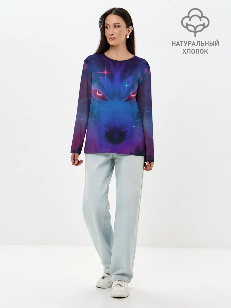 Лонгслив женский. Хлопок / Звездный волк