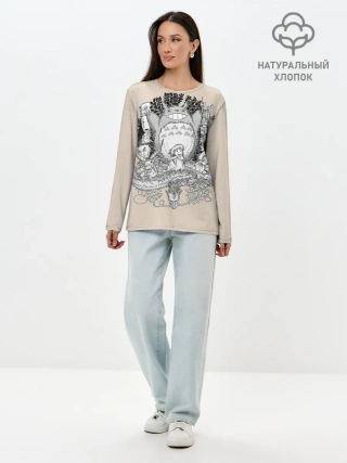 Лонгслив женский. Хлопок / Тоторо