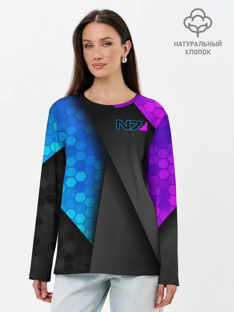Лонгслив женский. Хлопок / Mass Effect N7