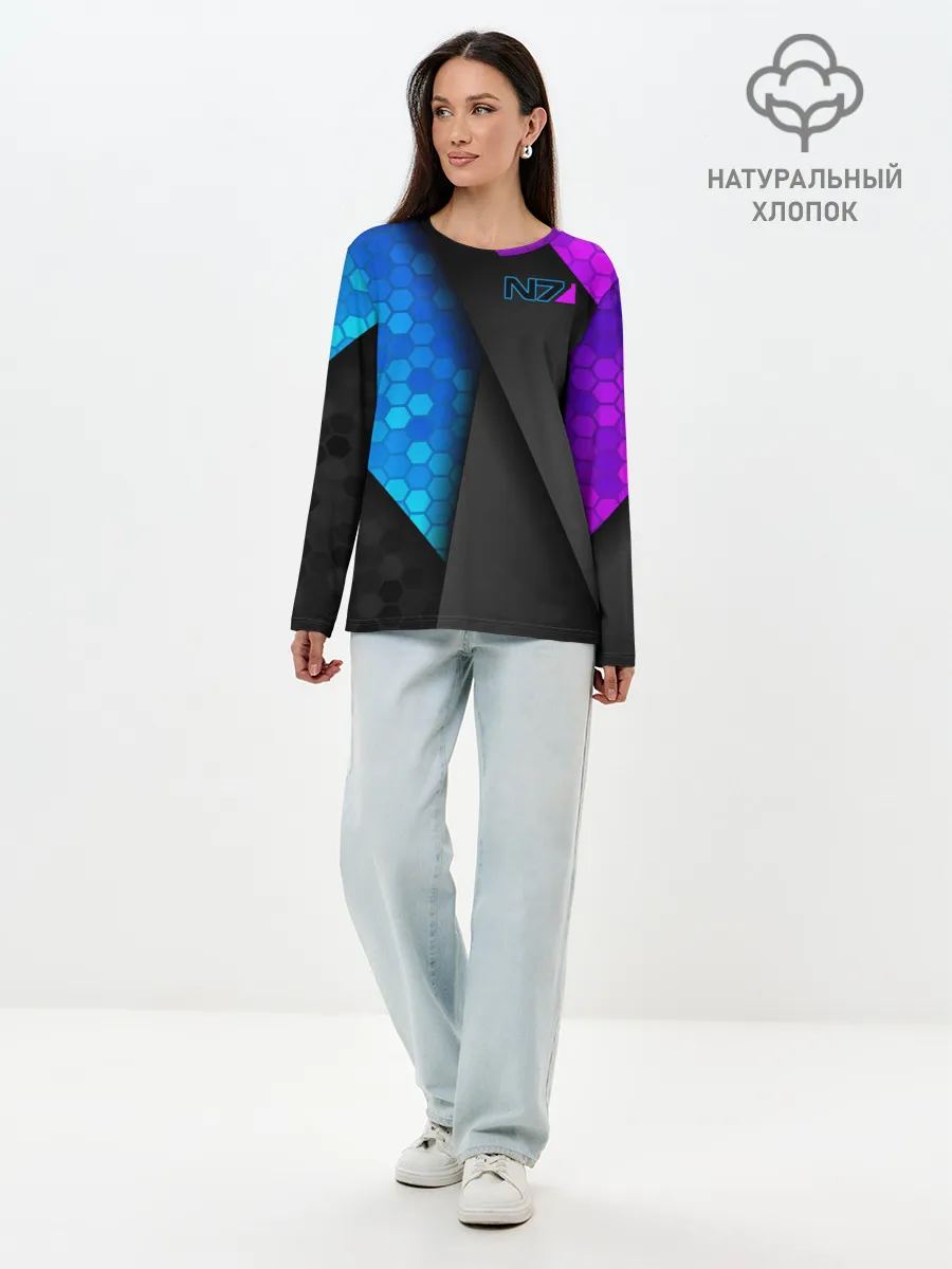 Лонгслив женский. Хлопок / Mass Effect N7