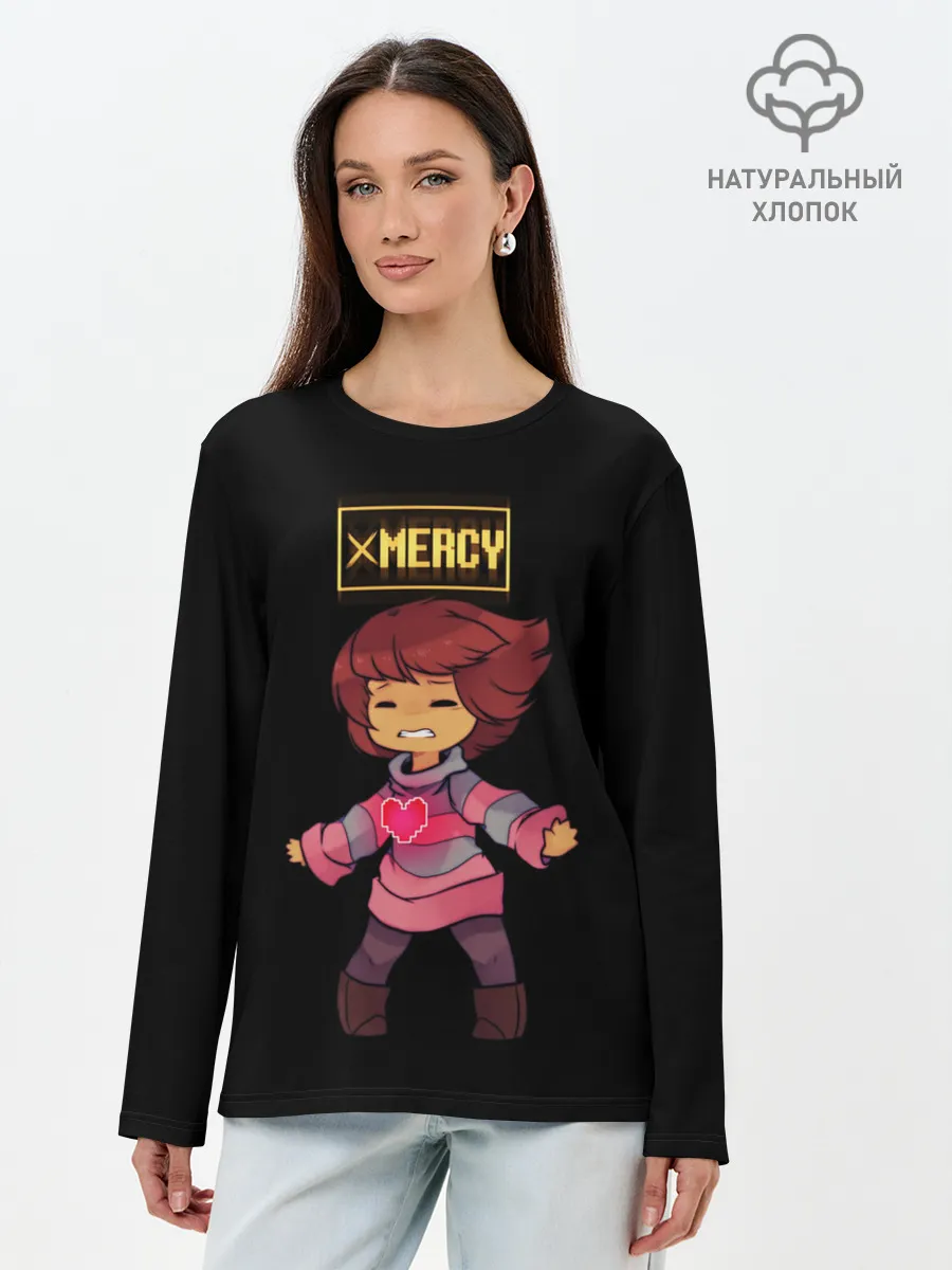 Лонгслив женский. Хлопок / UNDERTALE FRISK
