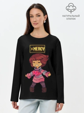Лонгслив женский. Хлопок / UNDERTALE FRISK