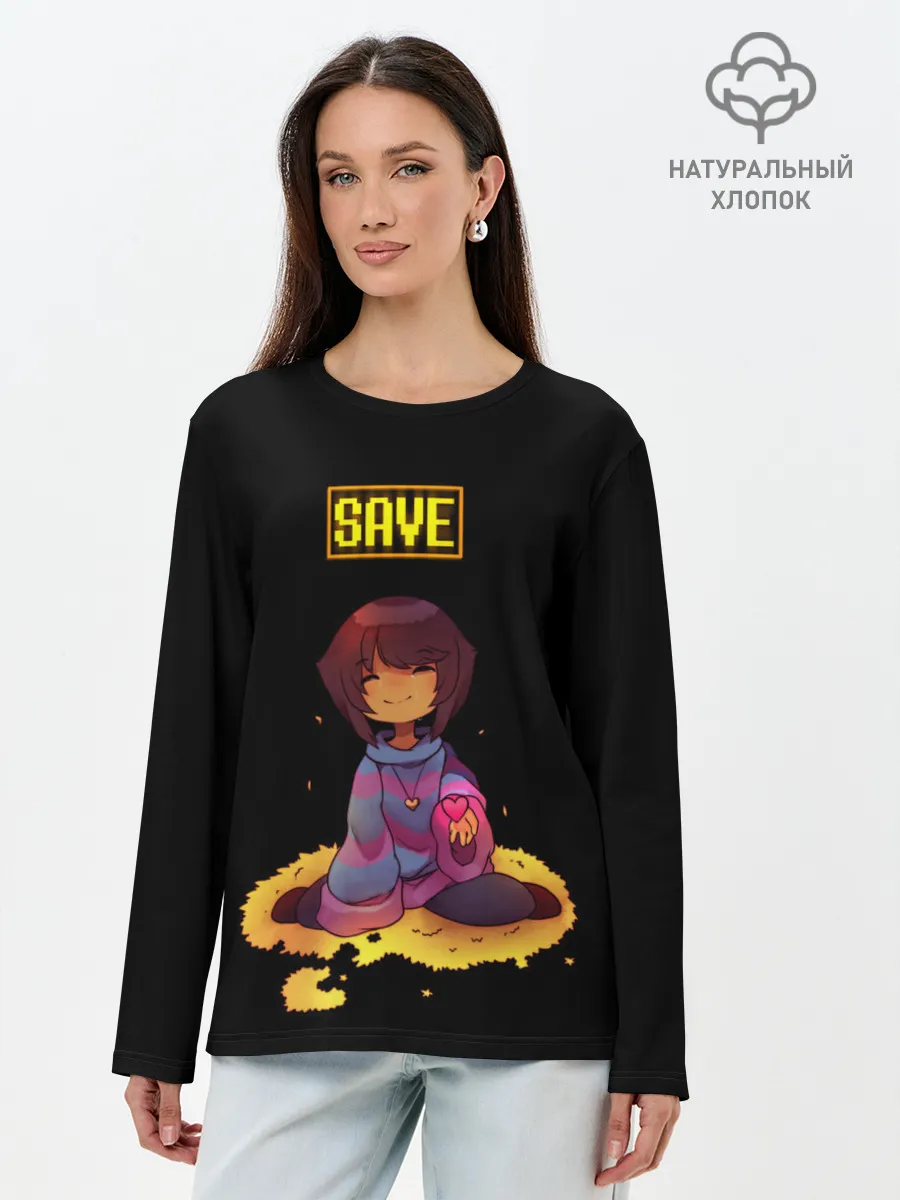 Лонгслив женский. Хлопок / UNDERTALE FRISK