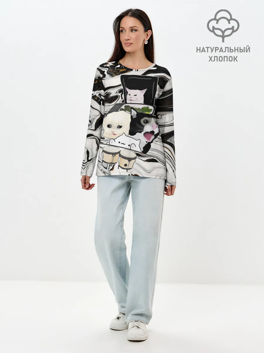 Лонгслив женский. Хлопок / woman yelling at cat