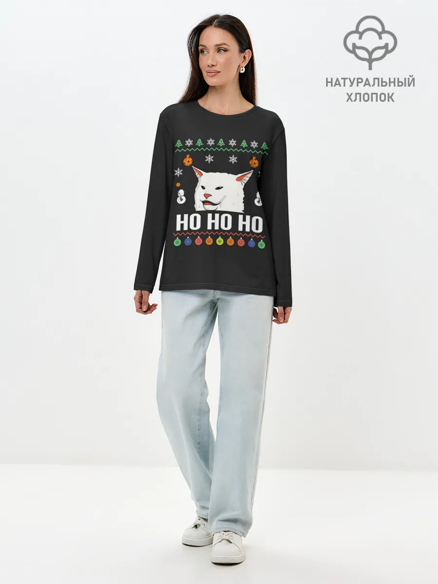 Лонгслив женский. Хлопок / Woman Yelling at Cat