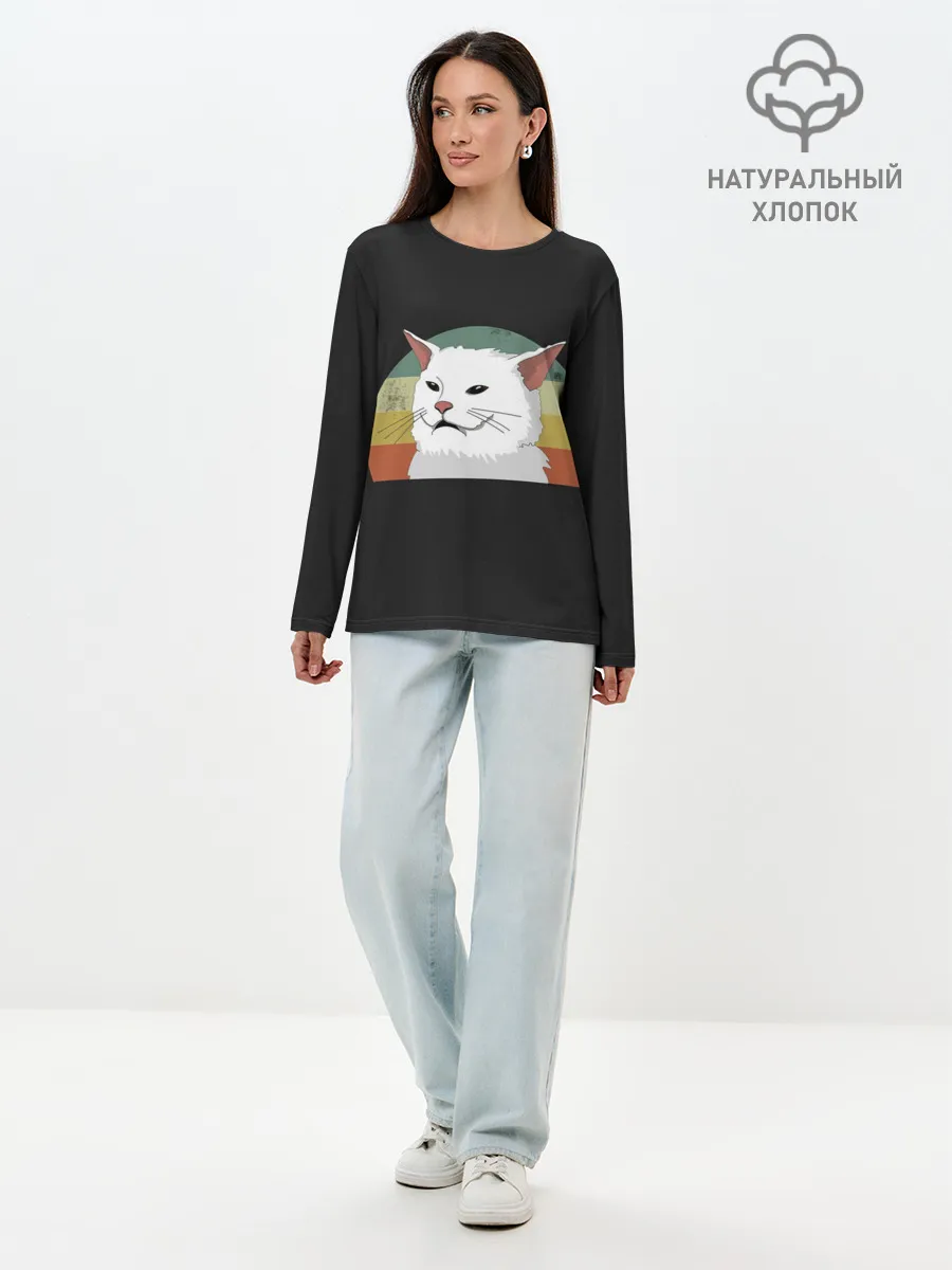 Лонгслив женский. Хлопок / Woman Yelling at Cat