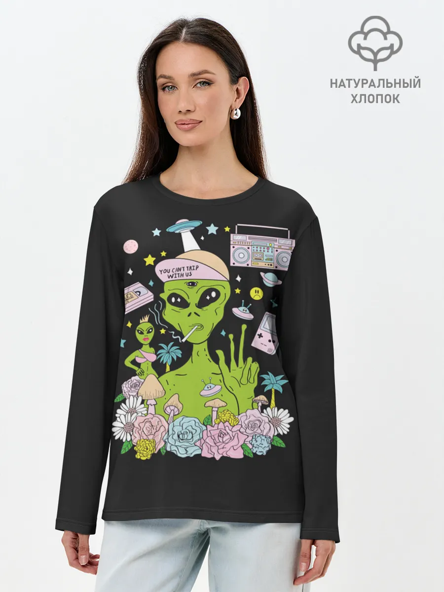 Лонгслив женский. Хлопок / I want to believe