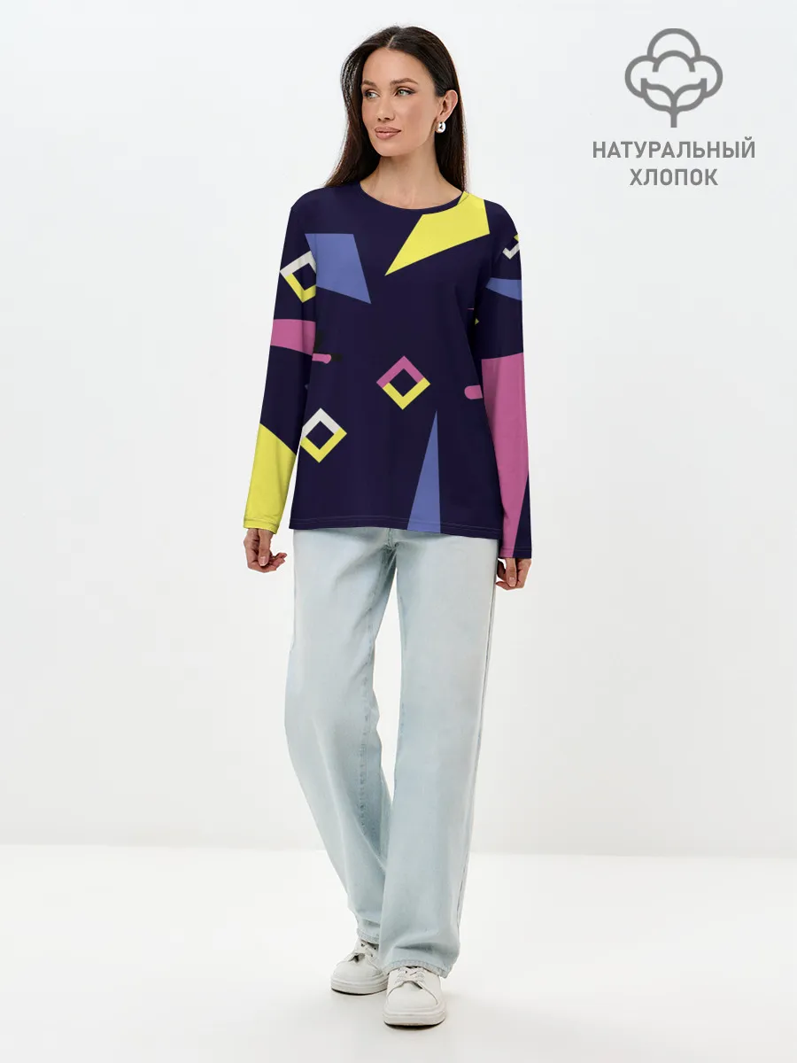 Лонгслив женский. Хлопок / Танец геометрии