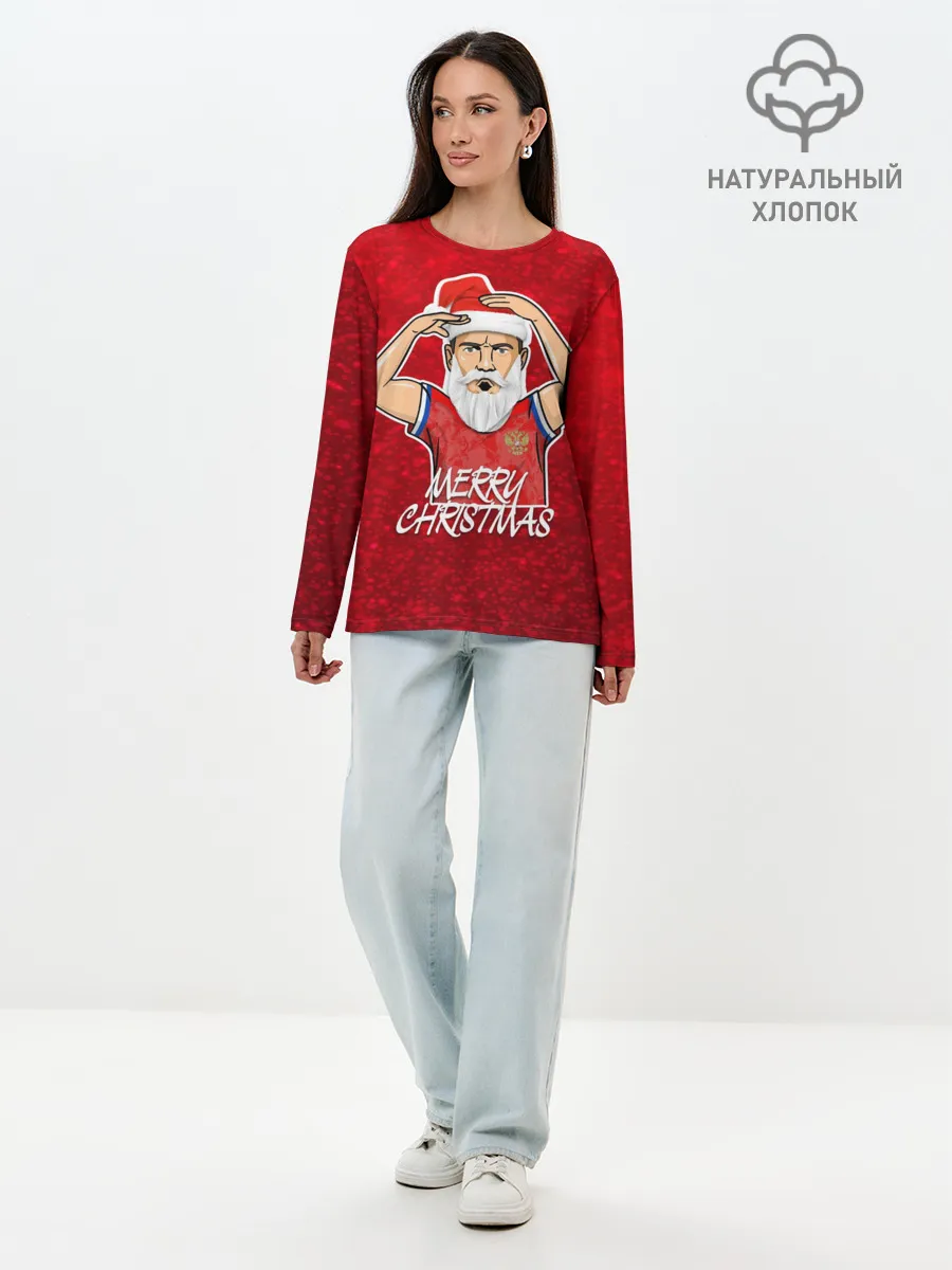 Лонгслив женский. Хлопок / Новогодний Дзюба Russia