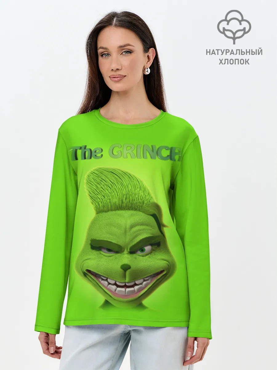 Лонгслив женский. Хлопок / Grinch Face