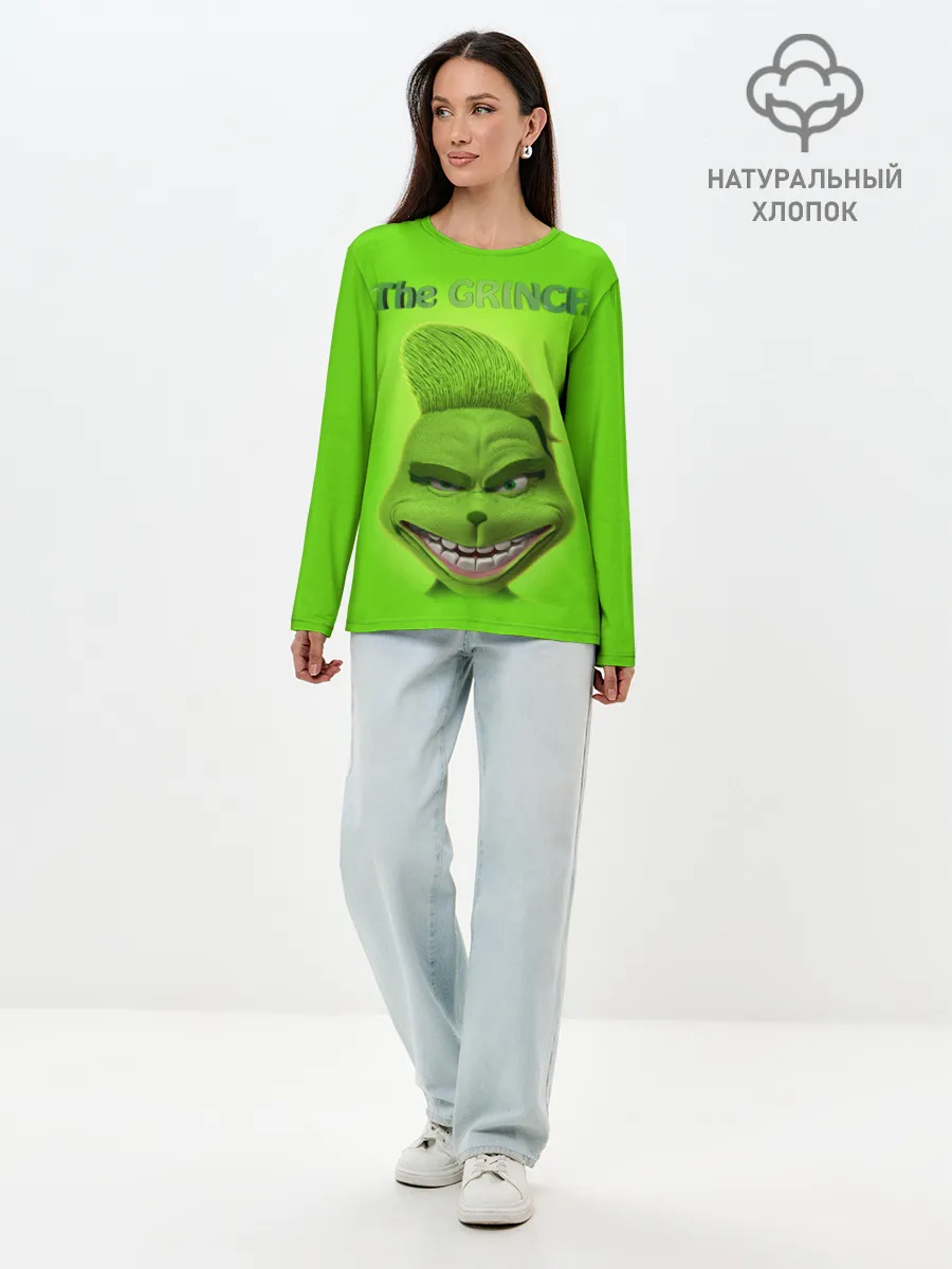 Лонгслив женский. Хлопок / Grinch Face