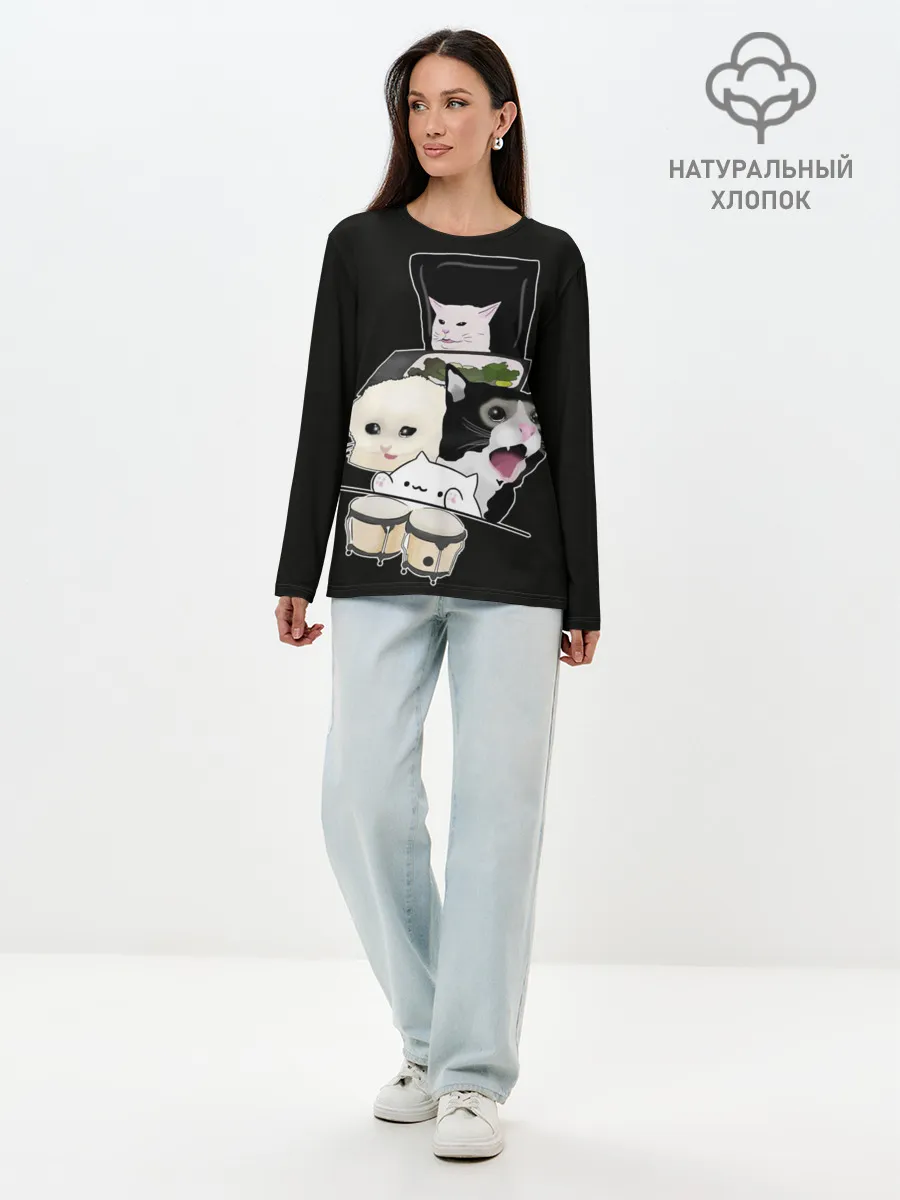 Лонгслив женский. Хлопок / woman yelling at cat